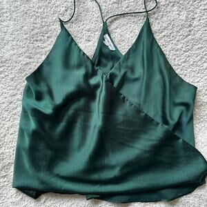 Green satin wrap top slight
